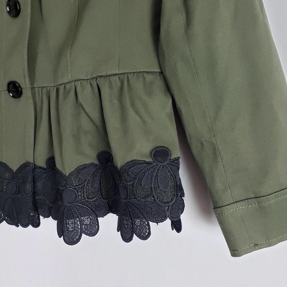 Ann Taylor Peplum Blazer Jacket Olive Green Lace 4 - Picture 4 of 11
